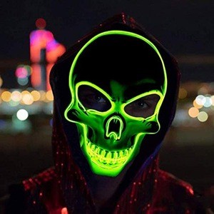 LED Halloween Mask LED Light Up Skull Mask for Festival Novelty and Creepy Cosplay Costume with 3 Modes