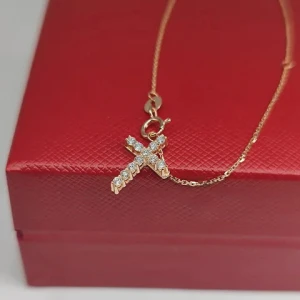 Lerca New Arrival 18K real gold Cross Diamond Custom Pendant Necklace Fashion Jewelry for Women