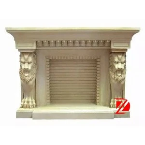 lion head decoration marble fireplace