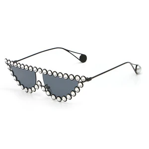 Lipan-Luxury Sunglasses Women 2018 New Fashion Metal Cat Eye Sun Glasses Female Diamond Flat Top Eyewear UV400