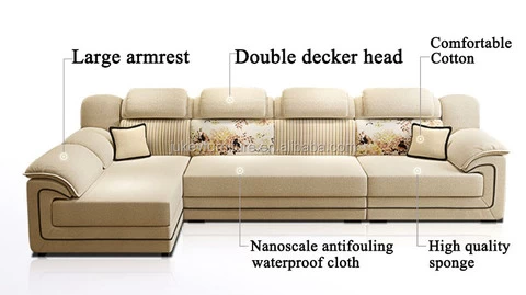 Living Room Furniture U Shaped Fabric Sectional Sofa Corner Sofa