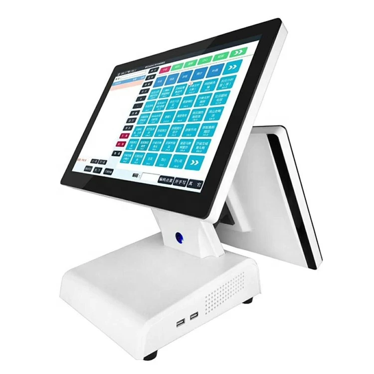 LKS-POS828D 15.4 inch dual widescreen displays all in one touch screen pos terminal with 15.4inch customer display