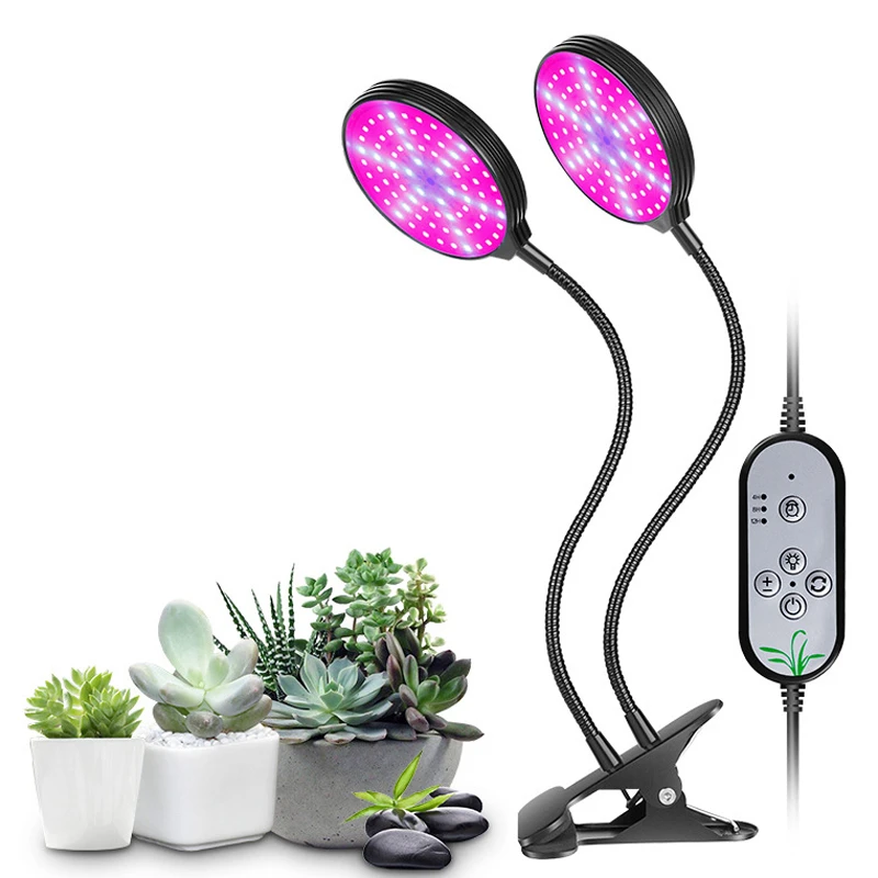 Logo Printed Metal Material Two Head Strip USB Rechargeable 5 Dimmable Timing led Full Spectrum Grow Lights For Indoor Plants