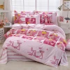 lovely pink pather printed kidscartoon bedding textile bedding sets