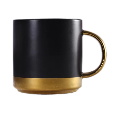 Luxury design exquisite porcelain custom logo coffee mug with gold handle
