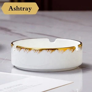 Luxury White Ceramic Cigar Ashtray Toothpick Box Holder Sets For Home Office Bar Decoration