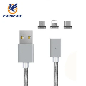 Magnetic 3 in 1 Usb Data Cable 8pin Micro USB Type C charging cable