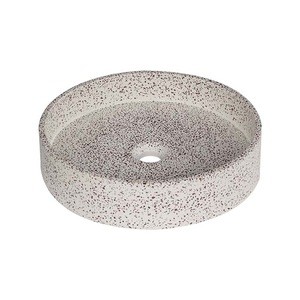 majeax factory supply high quality handmade counter top terrazzo material round shape bathroom water basin hand wash sink