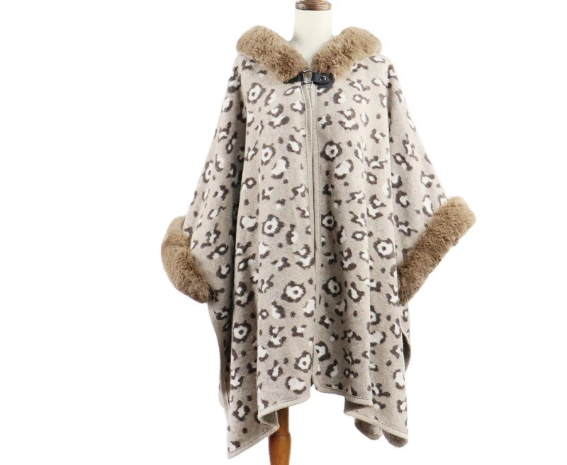 Manufacturer Plus Size Cardigan Fur Collar Winter Women Cape Shawl
