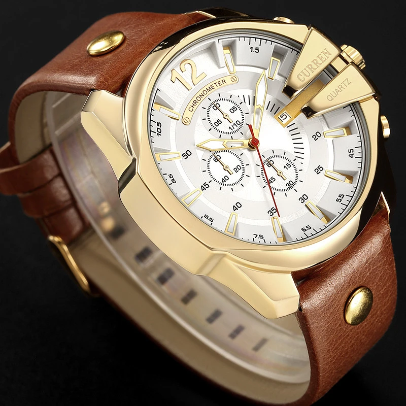 Men Luxury Brand CURREN 8176 New Fashion Casual Sports Watches Modern Design Quartz Wrist Watch Genuine Leather Strap Male Clock