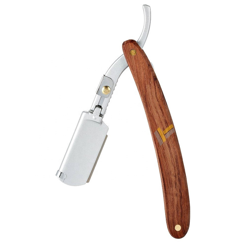 Buy Mens Folding Wooden Straight Razor Shaving Professional Barber ...
