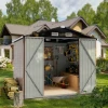 Mochen 4*6ft Small Galvanized Steel Garden Shed Eco-Friendly Outdoor Tool Storage with Lockable Double Sliding Doors