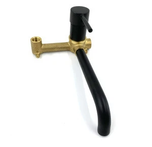 Modern concise style black and golden single handle basin faucet