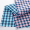 Modern Design Linen Cotton  Blue and Pink Plaid Yarn Dyed Fabric