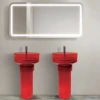 Modern French Classical Corner Acrylic Freestanding Stand alone Translucent Bathroom wash basin