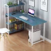 Modern Home Steel wood integrated students study table with bookshelves Writing desk