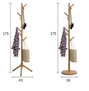 Modern natural solid wood hook rack display preschool coat rack for clothes hats and bags