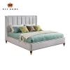 Modern soft designs hotel furniture wood double fabric bed bedroom luxury hotel furniture king storage size bed