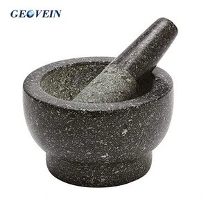 Mortar and Pestle Cookware Set- Health Smart Granite Mortar and Pestle-Polished Granite-Large Natural Guacamole Bowl for Kitchen