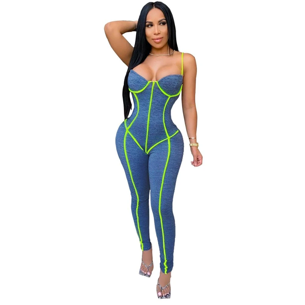 MT55-4210  New womens fashion sexy top tight-fitting suspenders jogging sports jumpsuit