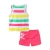 Import Mudkingdom boys and girls denim summer casual suit with wide striped vest and beach shorts clothing set from China