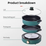 Multi-function Factory price high performance indoor korean multi-functional portable electric grill hot pot
