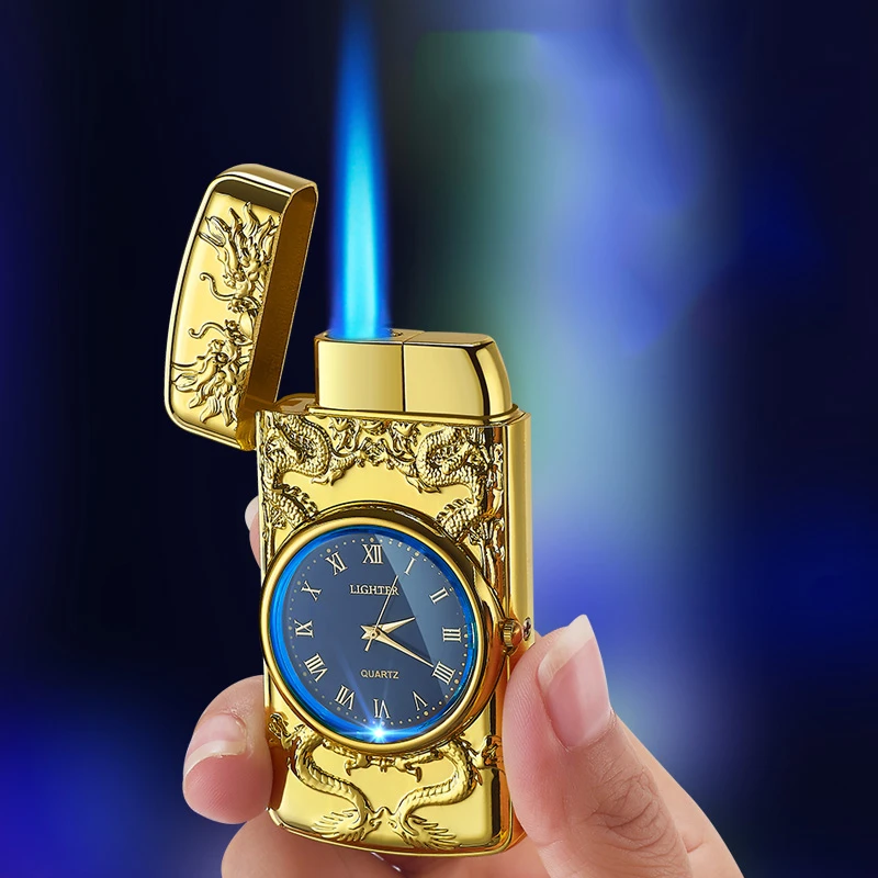 Multifunction Premium Blue flame torch lighter Relief lighter watch wholesale