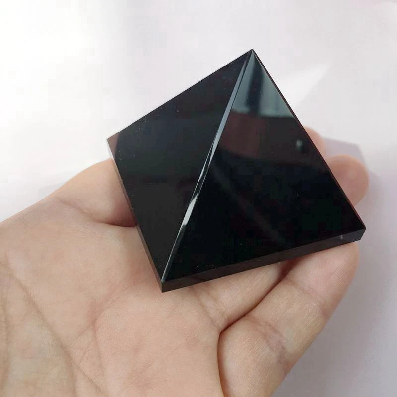 Natural Energy Reiki Healing Pyramid Personalized Rock Black Obsidian Crystal Pyramid For Crafts
