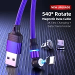 New Arrival 540 Rotating Magnetic Charging Cable 3 in 1 Micro USB Type C Fast Charge Cable Cord