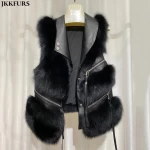 New Arrival Fashion Women Winter Fur Gilet Fluffy Fur Waistcoat Real Fox Fur Vest