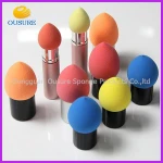 New arrival!!! mini latex free cosmetic sponge brush powder puff with handle