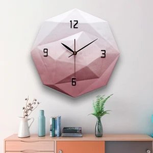 New arrival Simple modern style stylish geometric shape carved design living room decorative art wall clock