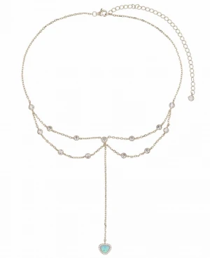 New arrivals Fashion Jewelry 18k gold plated opal stone setting Brass CZ Necklace Jewelry Set
