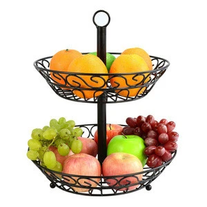 New Design 2 Tier Iron Wire Fruit Hanging Basket