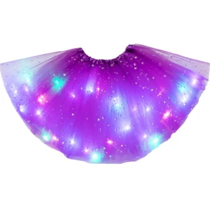 New design fashion solid color baby girls dance ballet LED shine tutu skirt for girls wholesale