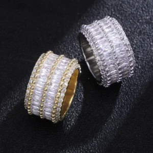 New Design Hip Hop Wholesale Costume Jewelry  Double Row Diamond Wedding Rings Gold 18k Couple Ring