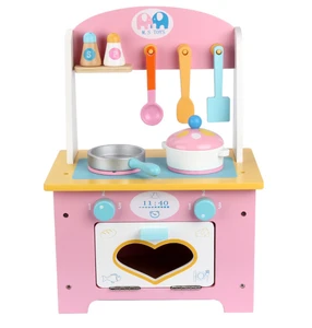 New pink love hearth wooden simulation children&#39;s play kitchen toy set