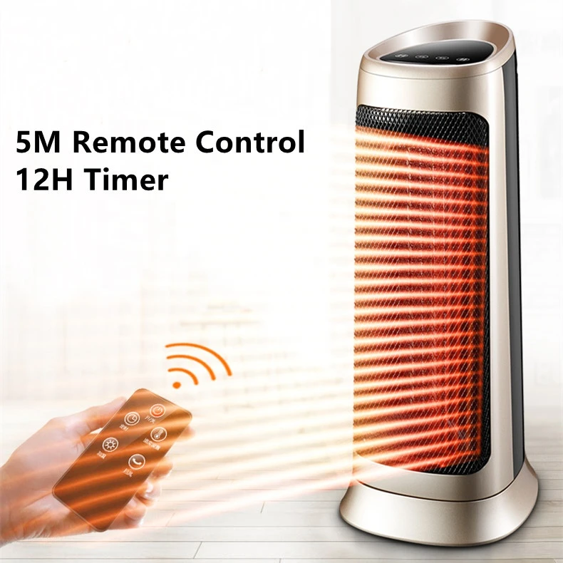 Noiseless Indoor Mini Portable Rapid Heating Oscillating Tip Over Protection Ceramic PTC Fan Heater with Remote
