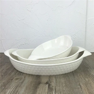 oval shape unique design ceramic wholesale bakeware set