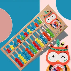 Owl Clock and Abacus Set Mathematics and Color Cognition Wooden kids Educational Montessori Toys