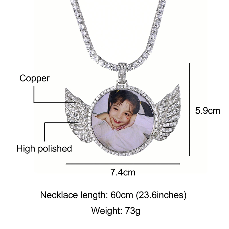 Personalized Custom Hip hop Jewelry  18K Gold Silver Cubic Zircon Photo Medallions Pendant  Necklace  for Women men
