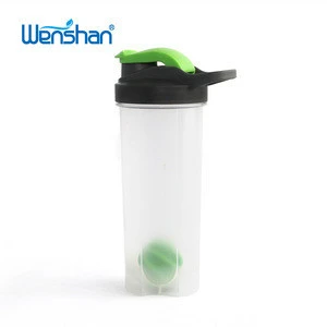 plastic protein shaker water bottle with plastic mix ball