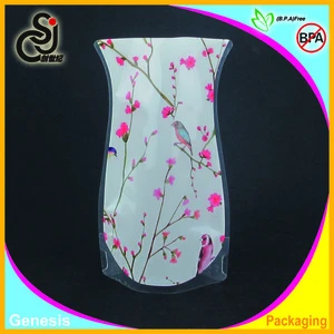 PP nice promotion plastic foldable flat flower decorative vase with flowers