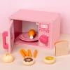 Pretend to role-play kids kitchen toys microwave toys bread and chips pretend to bake things wooden kitchen toy