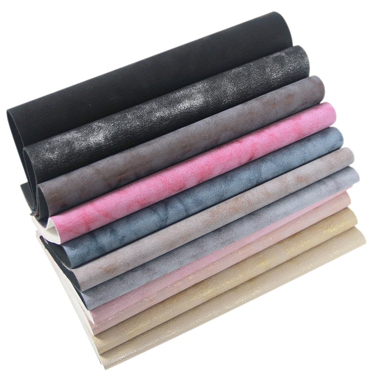 Printing PU leather cloth glitter fabric suede pu synthetic leather