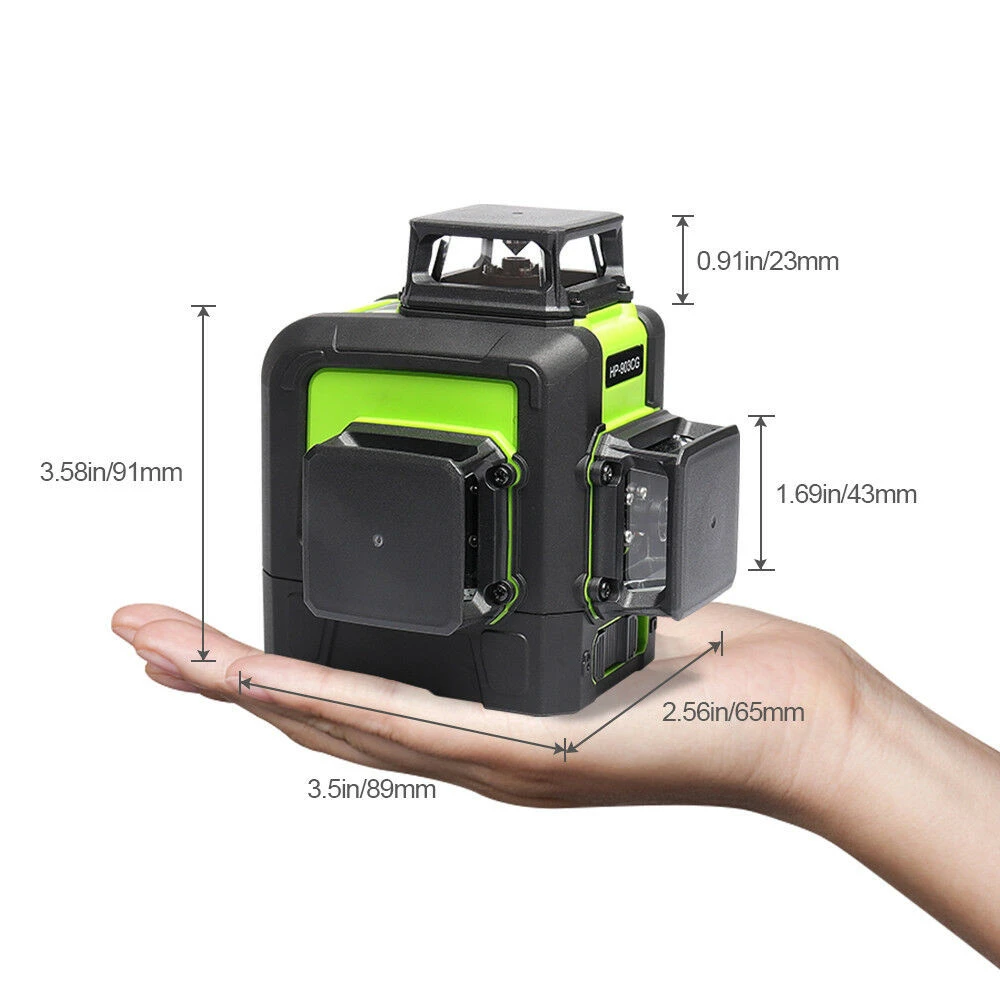Pro Huepar 360 903CG, Rechargeable Lithium battery&amp;Outdoor Pulse Mode Green Beam 3D 12 Lines Rotary Land Nivel Laser Level