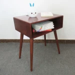 Professional factory smart table bedside wooden table with wired usb charging wireless charging