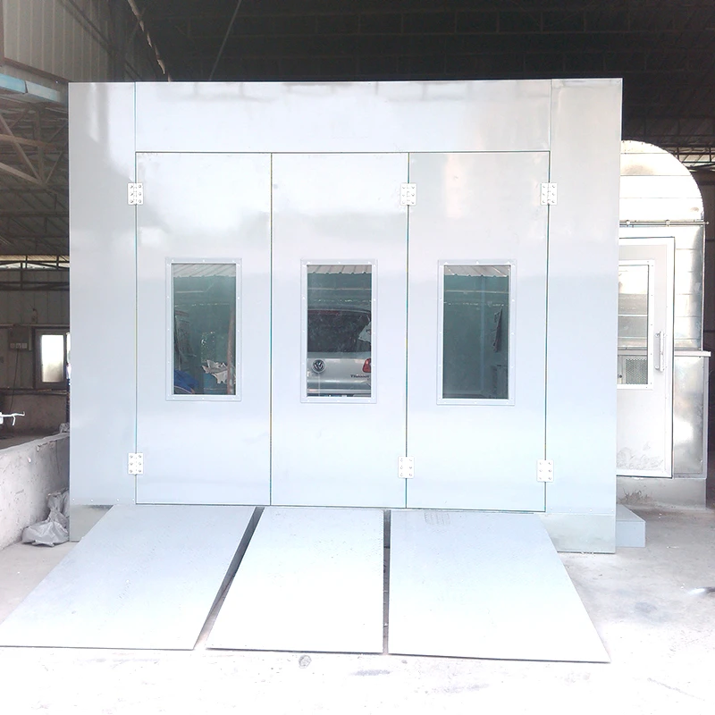 Professional manufacturing spray booth with infrared heating lamp