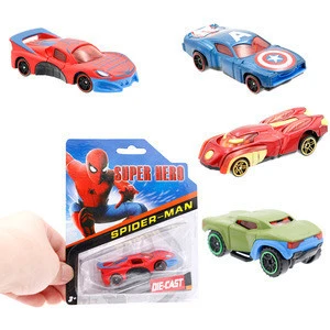 Promotional superhero figure diecast toy vehicles wholesale diecast model cars toy for child