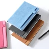 pu leather hard cover office writing notebook with pen holder pocket
